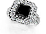 Platinum Fancy Black Princess Cut Halo Diamond Engagement Ring with Pave Split Shank and Four-Prong Setting_13
