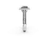 Platinum Fancy Black Princess Cut Halo Diamond Ring with Beaded Split Shank and Four-Prong Setting_8
