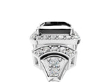 Platinum Fancy Black Princess Cut Halo Diamond Split Shank Engagement Ring with Four-Prong Setting_11