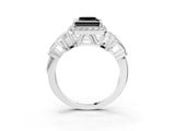Platinum Fancy Black Princess Cut Halo Diamond Split Shank Engagement Ring with Four-Prong Setting_9