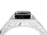 Platinum Fancy Black Princess Cut Halo Diamond Split Shank Ring with Prong Setting_16