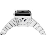 Platinum Fancy Black Princess Cut Solitaire Diamond Ring with Infinity Twist Band and Four-Prong Setting_10