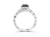 Platinum Fancy Black Princess Cut Solitaire Diamond Ring with Infinity Twist Band and Four-Prong Setting_9