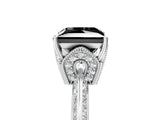 Platinum Fancy Black Princess Cut Solitaire Split Shank Pave Diamond Engagement Ring with Four-Prong Setting_65