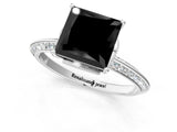 Platinum Fancy Black Princess Cut Solitaire Split Shank Pave Diamond Engagement Ring with Four-Prong Setting_7