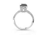 Platinum Fancy Black Princess Cut Solitaire Split Shank Pave Diamond Engagement Ring with Four-Prong Setting_9