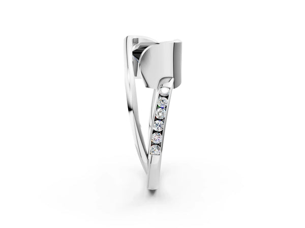 Platinum Fancy Black Princess Cut Solitaire Tension-Set Diamond Split Shank Ring