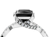 Platinum Fancy Black Princess Cut Solitaire Twist Pave Diamond Engagement Ring with Prong Setting_59