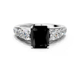 Platinum Fancy Black Radiant Cut Brilliant Diamond Pavé Band with Six-Prong Setting_18