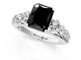 Platinum Fancy Black Radiant Cut Brilliant Diamond Pavé Band with Six-Prong Setting_19