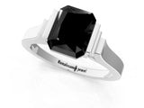 Platinum Fancy Black Radiant Cut Brilliant Solitaire Diamond Ring with Channel Set Band and Bar Prong Setting_7