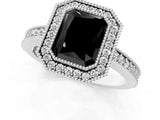 Platinum Fancy Black Radiant Cut-Cut Diamond Halo Engagement Ring with Pave Band and Prong Setting_13