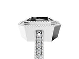 Platinum Fancy Black Radiant Cut-Cut Diamond Halo Engagement Ring with Pave Band and Prong Setting_17