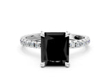 Platinum Fancy Black Radiant Cut Diamond Brilliant Solitaire Ring with Pavé Band and Four-Prong Setting_36