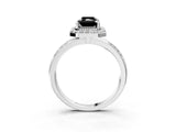 Platinum Fancy Black Radiant Cut Diamond Double Halo Ring with Split Shank and Four-Prong Setting_15