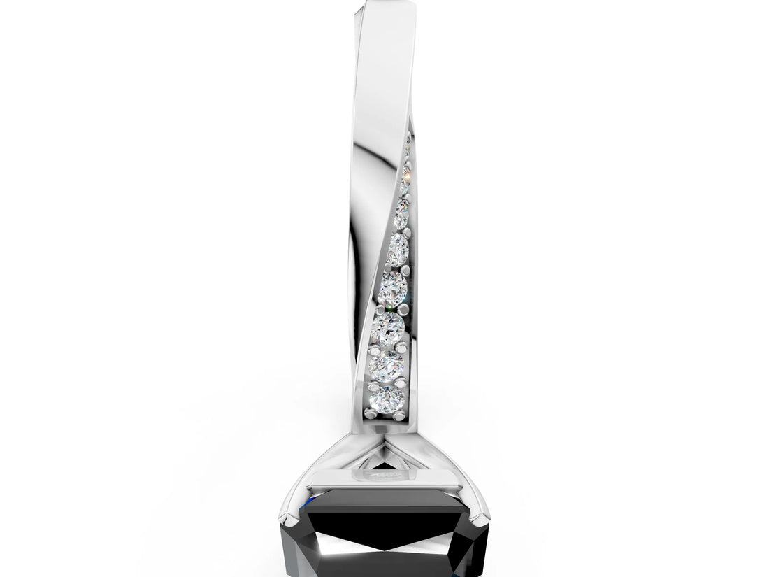 Platinum Fancy Black Radiant Cut Diamond Engagement Ring with Side Stone Accents and Four-Prong Setting_48