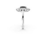 Platinum Fancy Black Radiant Cut Diamond Floral Double Halo Engagement Ring with Prong Setting_44