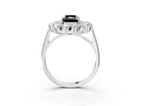 Platinum Fancy Black Radiant Cut Diamond Floral Double Halo Engagement Ring with Prong Setting_45