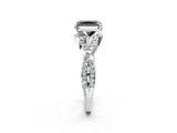 Platinum Fancy Black Radiant Cut Diamond  Halo Twist Band Solitaire Prong Setting Ring_14
