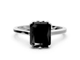 Platinum Fancy Black Radiant Cut Diamond Solitaire Ring with Flower Prong Setting and Classic Band_12