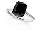 Platinum Fancy Black Radiant Cut Diamond Solitaire Ring with Flower Prong Setting and Classic Band_13