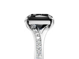 Platinum Fancy Black Radiant Cut Diamond Solitaire Ring with Pavé Band and Prong Setting_17