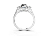 Platinum Fancy Black Radiant Cut Diamond Three-Stone Engagement Ring with Prong Setting and Pavé Band_15