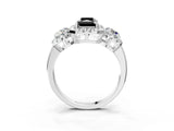 Platinum Fancy Black Radiant Cut Diamond Three-Stone Halo Ring with Prong Setting and Pavé Accents_15