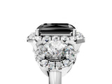 Platinum Fancy Black Radiant Cut Diamond Three-Stone Halo Ring with Prong Setting and Pavé Accents_17