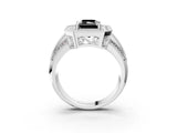 Platinum Fancy Black Radiant Cut Halo Diamond Engagement Ring with Pave Split Shank and Four-Prong Setting_9