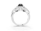 Platinum Fancy Black Radiant Cut Halo Diamond Split Shank Engagement Ring with Four-Prong Setting_9