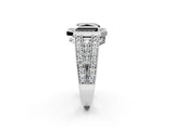 Platinum Fancy Black Radiant Cut Halo Diamond Split Shank Ring with Prong Setting_8