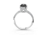 Platinum Fancy Black Radiant Cut Solitaire Split Shank Pave Diamond Engagement Ring with Four-Prong Setting_15