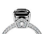 Platinum Fancy Black Radiant Cut Solitaire Split Shank Pave Diamond Engagement Ring with Four-Prong Setting_16