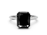 Platinum Fancy Black Radiant Cut Solitaire Split Shank Pave Diamond Engagement Ring with Four-Prong Setting_84