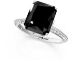 Platinum Fancy Black Radiant Cut Solitaire Split Shank Pave Diamond Engagement Ring with Four-Prong Setting_85