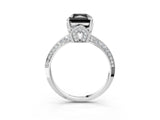 Platinum Fancy Black Radiant Cut Solitaire Split Shank Pave Diamond Engagement Ring with Four-Prong Setting_87