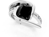 Platinum Fancy Black Radiant Cut Solitaire Tension-Set Diamond Split Shank Ring_7