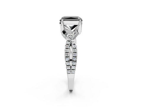 Platinum Fancy Black Radiant Cut Solitaire Twist Pave Diamond Engagement Ring with Prong Setting_56