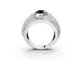 Platinum Fancy Black Round Cut Brilliant Halo Pave Diamond Milgrain Ring_15