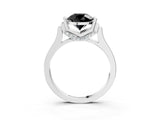Platinum Fancy Black Round Cut Brilliant Solitaire Diamond Ring with Channel Set Band and Bar Prong Setting_9