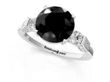 Platinum Fancy Black Round Cut Brilliant Three-Stone Pave Band with Four-Prong Setting_7