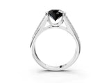 Platinum Fancy Black Round Cut Cut Diamond Channel Set Pave Band with Tension Prong Setting_9