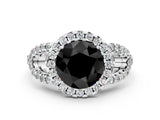 Platinum Fancy Black Round Cut Cut Diamond Halo Engagement Ring with Open Split Pavé Band_12