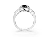Platinum Fancy Black Round Cut Cut Halo Diamond Infinity Band with Four-Prong Setting_15