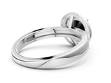 Platinum Fancy Black Round Cut Diamond Double Halo Ring with Split Shank and Four-Prong Setting_6