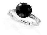 Platinum Fancy Black Round Cut Diamond Engagement Ring with Side Stone Accents and Four-Prong Setting_13