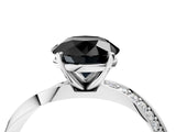 Platinum Fancy Black Round Cut Diamond Engagement Ring with Side Stone Accents and Four-Prong Setting_16