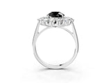 Platinum Fancy Black Round Cut Diamond Floral Double Halo Engagement Ring with Prong Setting_45
