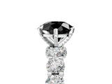 Platinum Fancy Black Round Cut Diamond Side Stone Engagement Ring with Four-Prong Setting_21
